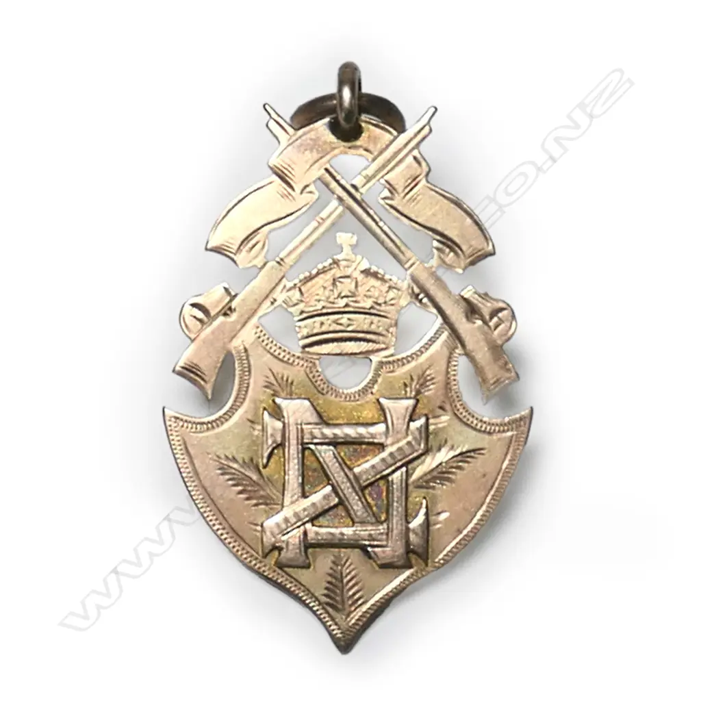 W J Wesney (Riverton & Otautau) gold fob military medal 1919, Image 1++